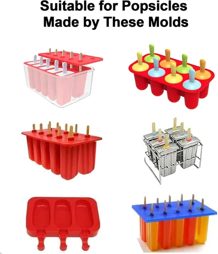 Miniatura 5 de Miaowoof 200 palitos de paletas y 200 bolsas, palitos de hielo y bolsas para helado, envoltorios y palitos transparentes autoadhesivos