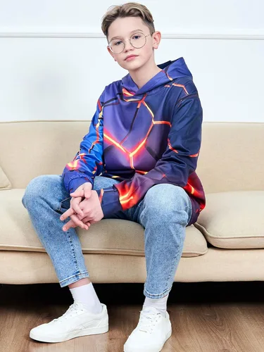 Miniatura 3 de UNICOMIDEA - Sudadera unisex para niños con estampado 3D, sudadera con bolsillo para 3-15 años