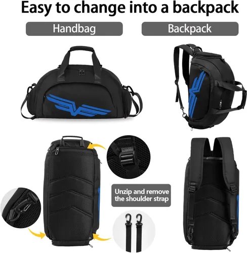 Miniatura 5 de FIORETTO 30L Sports Gym Duffle Bag with Wet Pocket & Shoe Compartment, Water Repellent Weekender Hospital Overnight Bag for Women, Sports Holdall