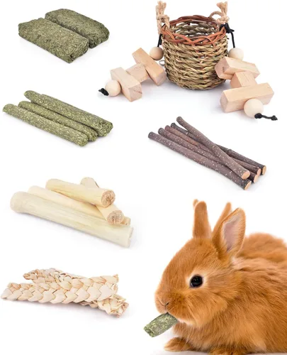 Miniatura 6 de Bissap Juguetes Masticables para Conejos, Cestas Colgantes de Hierba Marina Natural Masticables de Plantas Acuáticas Tejidas Golosinas Masticables