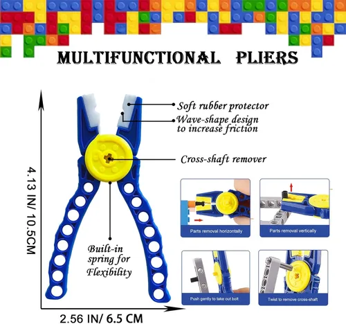 Miniatura 4 de Kit de herramientas de bloques de construcción, separador de ladrillos, juego de herramientas de mini bloques, martillo multifuncional, alicates