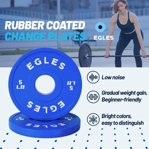 Miniatura 4 de Egles Juego de Placas de Cambio 1.25LB, 2.5LB, 5LB - Placas de Peso Recubiertas de Goma en Pares, Placas Bumper Olímpicas, Codificadas por