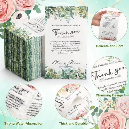 Miniatura 3 de Yeaqee Paquete de 100 servilletas de boda, 2 capas de Mr & Mrs para cena, servilletas doradas para recepción, toallas decorativas desechables
