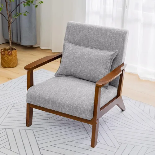 Miniatura 2 de UNICOO - Silla decorativa moderna de mediados de siglo, sillón de lectura de tela, fácil montaje, sillón para sala de estar y dormitorio