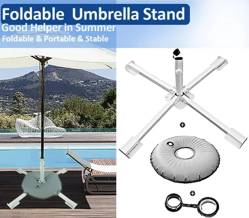 Miniatura 9 de Soporte portátil plegable para sombrilla de playa, soporte portátil para sombrilla de patio, anclaje de sombrilla para exteriores, con bolsa