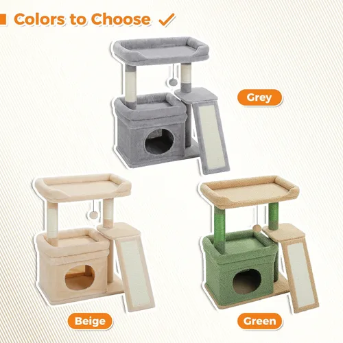 Miniatura 6 de PEQULTI Torre de árbol para gatos pequeños para gatos adultos grandes con percha superior ancha, condominio privado para gatos y poste rascador