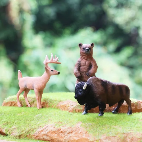 Miniatura 5 de Gemini&Genius Juguetes de animales salvajes, ciervos, bisontes, figuras de oso, figuras de acción realistas de vida silvestre, animales