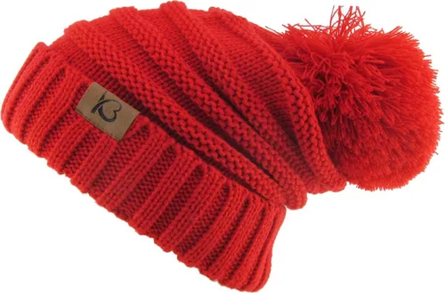 Miniatura 2 de KBETHOS Gorro de punto trenzado grueso de gran tamaño para mujer con pompón acanalado elástico