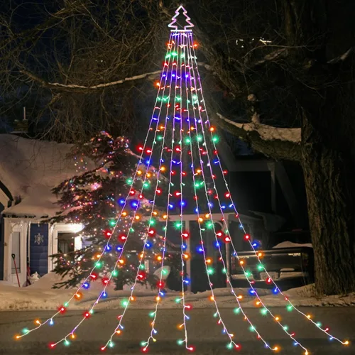 Decoración de Navidad, luces LED de árbol de Navidad de colores, 320 luces LED de 16.4 pies para decoración de árbol de Navidad al aire libre [8