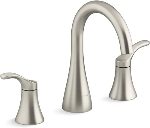 Miniatura 4 de KOHLER K-27390-4K-BN Simplice® - Grifo de lavabo de baño con dos manijas de palanca y drenaje clicker, 1.0 GPM, níquel cepillado vibrante Vibrant