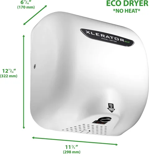 Miniatura 2 de XLERATOR eco XL-W-ECO 1.1N Secador de manos comercial de alta velocidad, secadora Excel, cubierta fundida blanca, sensor automático, montaje