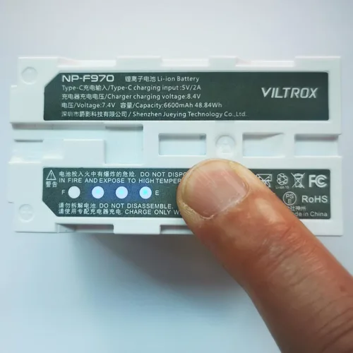 Miniatura 4 de VILTROX NP-F970 Batería 7.4V 6600mAh 48.84Wh, NP F970 Batería para videocámara para luz de anillo y luz de video (paquete de 1)