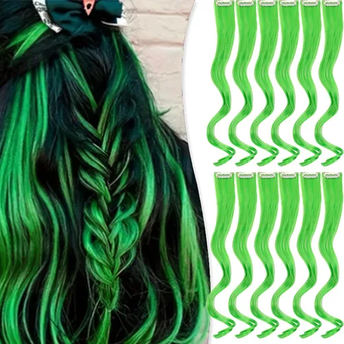 Miniatura 8 de Extensiones de cabello sintético lacio y sintético con clip de 24 pulgadas, para mujeres y niñas, regalo para fiestas, cosplay, rosa