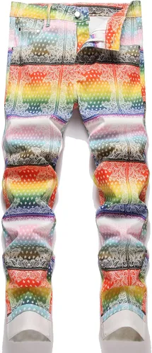 Miniatura 99 de Enrica Pantalones vaqueros estampados casuales para hombre