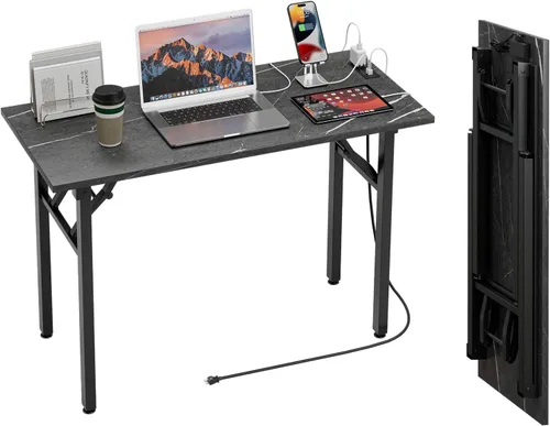 Miniatura 16 de TEMI Mesa de Computadora Pequeña Mesa Plegable - Escritorio de Oficina Plegable de 35.8", Sin Ensamblaje, Perfecto para Espacios Pequeños