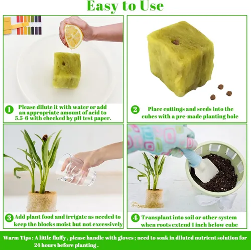 Miniatura 5 de Legigo Cubos de lana de roca de 1 pulgada para hidroponía, cubos de cultivo para plantación de lana de roca para torre hidropónica, jardín, plantas