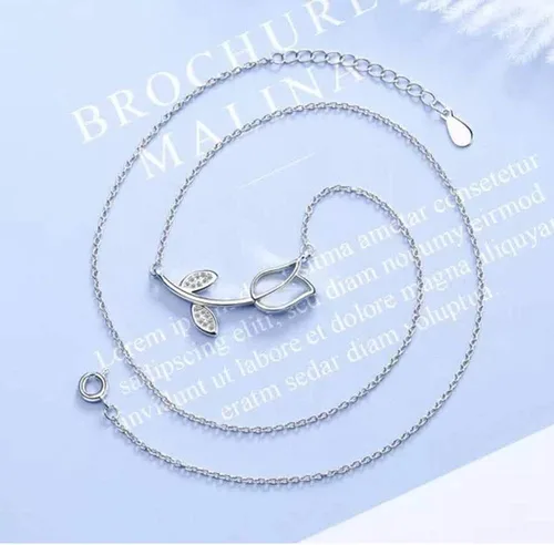 Miniatura 5 de Tafeily - Collar de tulipán con flores y flores, chapado en plata