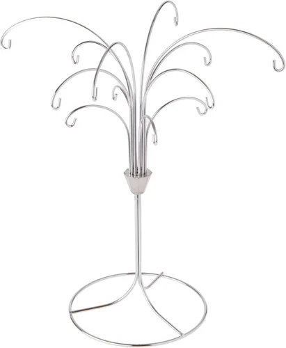 Bard's Soporte de adorno plateado de 12 brazos, árbol, 11.5 pulgadas de alto x 10 pulgadas de ancho x 10 pulgadas de profundidad
