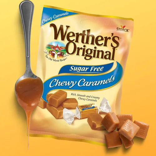 Miniatura 5 de Needzo Werther's Original - Paquete de caramelos masticables sin azúcar y caramelo de chocolate, bolsa compartible con caramelos envueltos