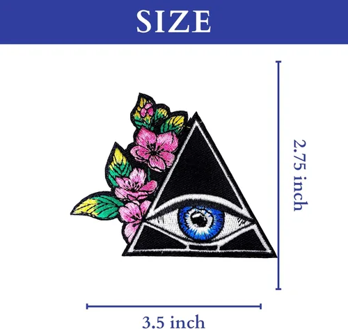 Miniatura 5 de Parches para planchar, ojo triangular y flor coser, parche bordado misterioso para chaquetas, ropa, sombreros, mochilas y jeans.