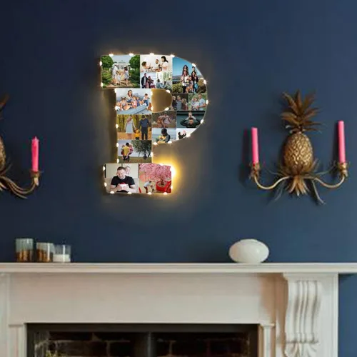 Miniatura 5 de Luces de collage de fotos personalizadas de 1 a 20 fotos, 5 aniversario de letra/número de fotos, luces nocturnas LED 3D para parejas, amantes