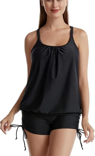 Miniatura 8 de Trajes de baño Tankini dos piezas, chaleco de natación tirantes, tops pantalones cortos para niño, traje de baño delgado