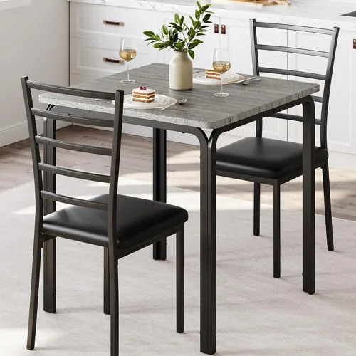 Miniatura 7 de IDEALHOUSE Juego de sillas de mesa de comedor de 5 piezas para espacios pequeños, juego de comedor moderno de interior para 4, juego de mesa Marrón