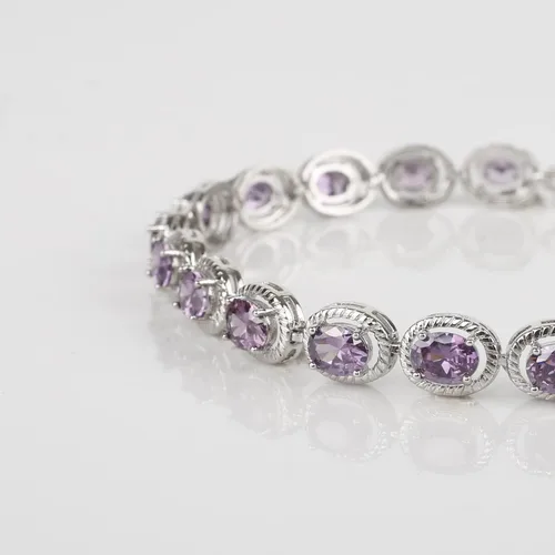 Miniatura 3 de Qingbin - Pulsera ovalada con circonita cúbica AAA+, pulsera clásica de tenis con circonita cúbica
