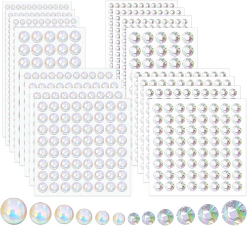 Miniatura 9 de 2800 piezas de 25 hojas autoadhesivas de joyas de diamantes de imitación, calcomanías de diamantes de imitación, gemas de diamantes de imitación
