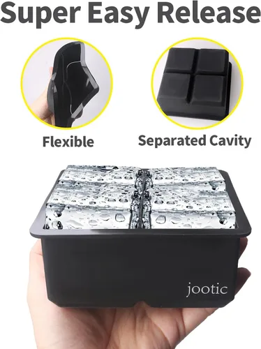 Miniatura 3 de Bandejas grandes para cubitos de hielo de silicona (2.5 pulgadas), moldes grandes para hacer 4 cubitos de hielo gigantes para whisky