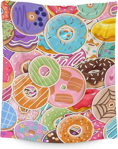 Miniatura 15 de Manta para niñas, 30 x 40 pulgadas, bonita manta de dona para niñas, manta rosa suave y mullida para sofá y oficina