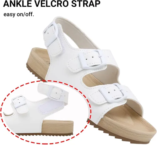 Miniatura 3 de Sandalias ajustables de doble hebilla para niñas y niños, zapatos de verano ligeros con velcro para niños pequeños y grandes
