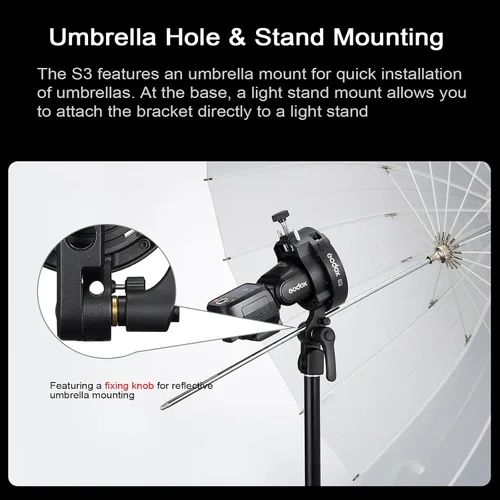 Miniatura 7 de Godox Soporte S3 Bowens Mount Universal Speedlite Flash Soporte para Godox AD200 AD200Pro II AD300Pro TT685II TT350 V350 V480 V860II V860III