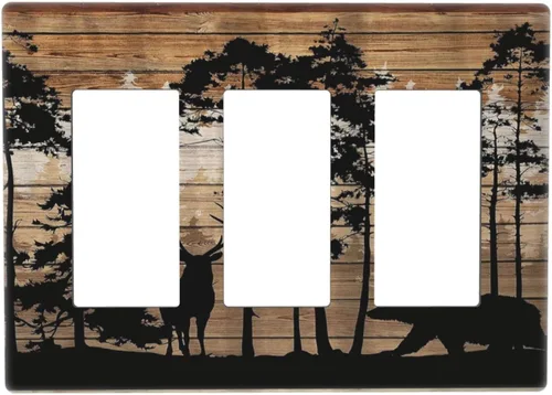 Miniatura 54 de Mid Century Morden Boho - Placa de pared para interruptor de luz dúplex de 1 banda, placa frontal decorativa eléctrica para receptáculo para baño