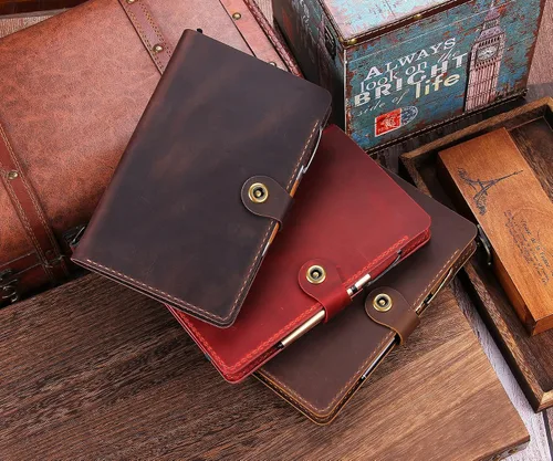 Miniatura 8 de Moleskine - Funda hecha a mano para cuaderno Moleskine de tapa dura, tamaño grande, 5 x 8.25 pulgadas, funda de cuero vintage con soporte