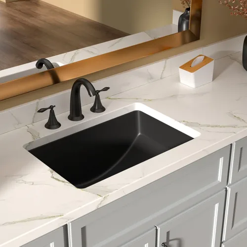 Miniatura 11 de Lordear Fregadero de baño blanco con un agujero de 24 x 20 pulgadas, un agujero, porcelana, cerámica, lavabo para lavabo de baño de 24 pulgadas