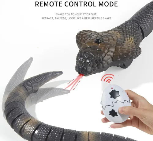Miniatura 3 de Serpientes de control remoto realistas RC Cobra de broma Cobra recargable con sensor inteligente juguete para gatos con controlador infrarrojo Marrón