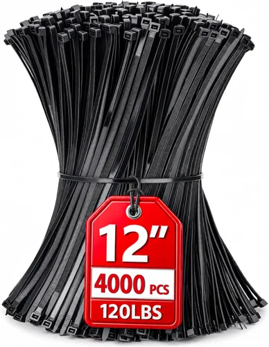 Miniatura 15 de Bridas para cables, paquete de 400 unidades, color negro, varios tamaños, 12+8+6+4 pulgadas, gestión de cables de nailon autobloqueante multiusos
