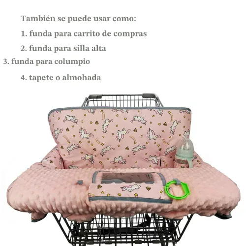 Miniatura 5 de RHYDEER Funda para carrito de compras para bebés - cubierta para silla alta, diseño de minky punteado, multi en 1, protección 360, enrollable