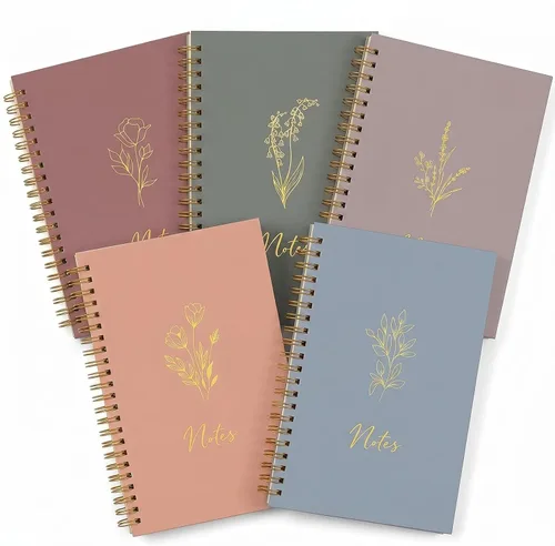 Miniatura 8 de Gueevin Paquete de 5 Cuadernos en Espiral Estéticos Suministros Escolares A5 Rayado Ancho 160 Páginas/80 Hojas Cuaderno Lindo para Trabajo