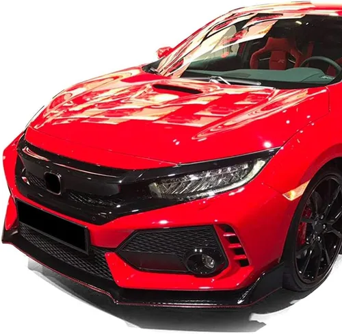 Miniatura 5 de G-PLUS Parachoques delantero capó parrilla de malla parrilla con ceja compatible con Honda Civic Sedan 2019-2020 Type-R estilo negro