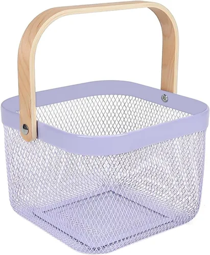 Miniatura 10 de AJIODA Cesta de acero de malla metálica, cesta organizadora de almacenamiento, cesta de cocina colgante multifuncional, cesta de frutas con mango