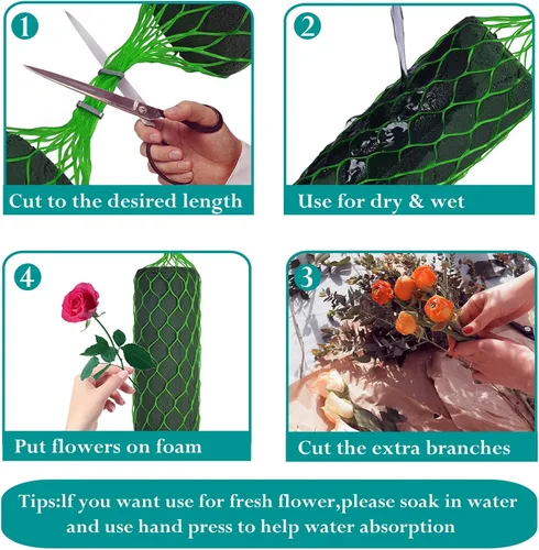 Miniatura 6 de Juego de 14 piezas de guirnalda de espuma floral de 9.2 pies, kit de bloques de esponja, soporte de flores de absorción para arco de puerta
