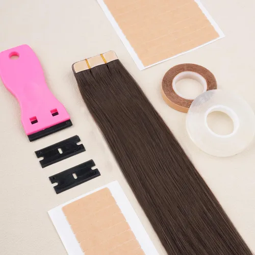 Miniatura 9 de WENNALIFE Rollo de cinta de extensión de cabello de doble cara, cinta transparente para extensiones de cabello, cinta sin residuos en reemplazo