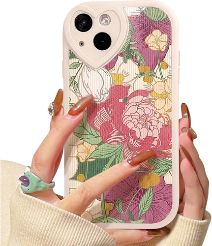 Miniatura 31 de Lovmooful Funda compatible con iPhone 13, diseño floral con lente de amor, protector de parachoques para niñas y mujeres, TPU suave a prueba