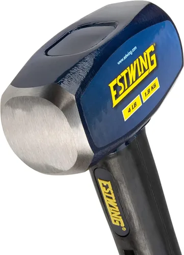 Miniatura 2 de Estwing Martillo de trineo de cara dura de 4 libras, mango indestructible de 12 pulgadas, cabeza de acero bloqueada, agarre de goma vulcanizada