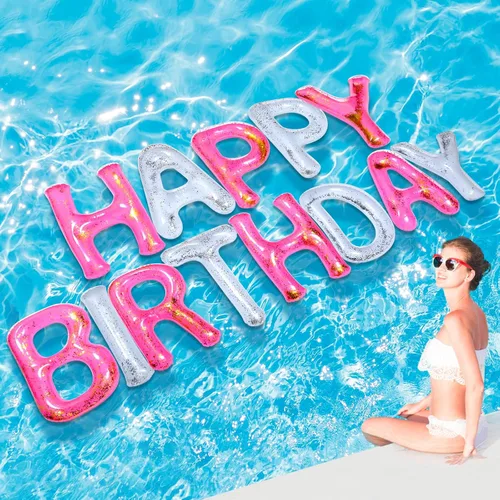 Miniatura 7 de Shappy Globos flotantes grandes de letras flotantes de 20 pulgadas con puntos adhesivos, decoraciones inflables de piscina para fiesta de cumpleaños