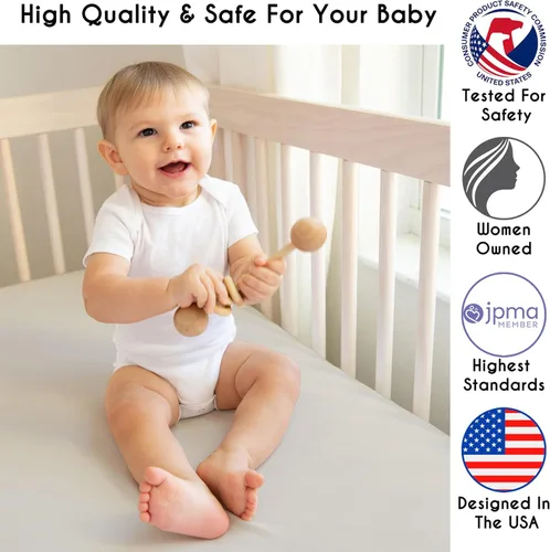 Miniatura 3 de Sweet Jojo Designs Juego de ropa de cama para cuna de bebé de 4 piezas (100% algodón de animales de la selva) para niños o niñas, bebés/guardería