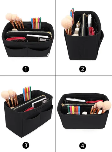 Miniatura 4 de LEXSION - Inserto organizador de fieltro para bolso de mano, con cremallera compatible con bolsos Speedy, Neverful, PM y MM