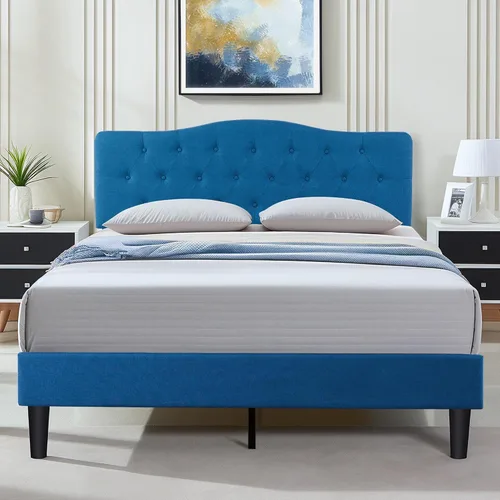 Miniatura 16 de VECELO Armazón de Cama Tamaño Individual Plataforma Tapizada con Cabecera Ajustable Acolchada/Base de Colchón con Soporte de Listones de Madera, Gris